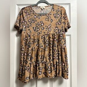 Animal Print Ruffle Shirt